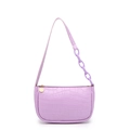 Fashionable light purple lavender crocodile pattern hobo bag with acrylic chain strap - Purple