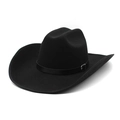 Chapeau de cowboy western classique en feutre noir avec bande à boucle argentée sur fond blanc - M(56-59CM) / Noir