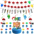 Fishing themed first birthday party decoration set with banners and cake toppers - Fishing Decoration Combo Set D