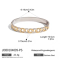 Bracelet gourmette bicolore en acier inoxydable argent et or avec dimensions précises - Bracelet gourmette bicolore or et argent (JDB0104009-PS)