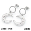 Orecchini a luna argentati con strass e maglia a sfera, misura 15x14mm - Color Acciaio