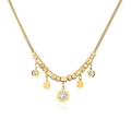 Collana in acciaio inossidabile placcata oro 18K con perline, numeri romani e zircone - Stile Moneta con Numeri Romani