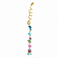 Golden spiral hair ring with multi-color natural stone pendants in ethnic vintage style - Bright Color Long