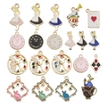 Enamel Alice in Wonderland charms set with rabbits and tea cup for DIY jewelry - Mixed Styles Alice Charms (HK372)