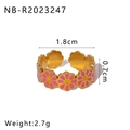 18K vergoldeter Titanring mit rosa und gelben Gänseblümchen-Mustern aus Emaille - Einstellbar Offen / Rosa und Gelbe Gänseblümchen Stil (NB-R2023247)