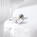6mm square rainbow moonstone stud earring with titanium steel screw back post - A145-8# White Moonlight