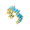 18k gold ear cuff with rectangular turquoise stones in a modern tiered design - Single Piece / Blue Zirconia