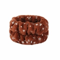 Close-up of brown plush headband with silver stars for spa washing and facial makeup - Coffee Wristbands