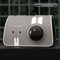 Portable pet carrier with cute rabbit ears and transparent space capsule window in grey - Grey (Brown Window) Medium