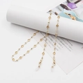 Exquisite golden eyewear chain featuring amber and white crystal beads with lobster clasps - Champagne Crystal Beaded