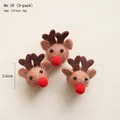 Handmade brown felt reindeer head decorations with red noses, 5.5x5cm, pack of three - No.35 Pack of 3-Reindeer Head Accessory