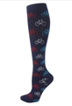 Navy blue knee-high compression sports socks with colorful bicycle pattern print - Bicycle
