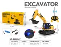 Yellow remote control excavator toy with rechargeable battery pack and hand controller - Z6809AY Excavator 5-Channel Single Lithium Battery / Regular Fit