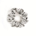 Elegant 19mm mulberry silk scrunchie in silver satin finish for hair care and styling - 3.5cm/19 Momme / Premium Grey