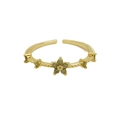 Elegant 18k gold-plated brass open ring with a light green zircon flower design - August