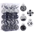 Set di palline di Natale trasparenti da 6 cm con motivi glitter neri e bianchi per l'albero - 6cm / Nero