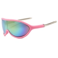 Lunettes de soleil de sport rose mat avec branches en métal champagne et verres arc-en-ciel - Branches Dorées / Monture Rose Verres Miroir Roses
