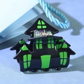 Pinza de pelo de Halloween con diseño de casa embrujada en negro y verde para fiestas - Verde