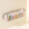 Transparent acrylic wall-mounted underwear organizer with golden handle 37.2cm length - Transparent (Compartment + Adhesive) / 1 Piece