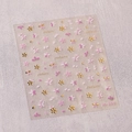Stickers ongles Sakura 3D rose cerise et or métallisé, modèle M-356 autocollants - Style Sakura Rose Doré (M356)