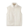 Gilet in pile bianco con collo alto e chiusura lampo, stile invernale minimalista - S / Bianco