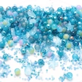 Mix of blue gradient glass beads with starfish and shell charms for DIY jewelry making - Starry Blue