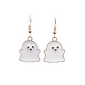 Süße Emaille-Ohrringe im Geist-Design mit Goldhaken und Herz-Mund für Halloween - Weiße Geist Ohrringe / Weiß
