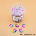 Scented 5D laundry detergent pods in multi-color flower shape with 100 count bucket - Trending 6-Cavity 100 Pods/Tub