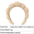 Padded beige sponge headband with high crown design, dimensions 18cm x 17cm x 3cm - Gold Velvet Cloud Headband (32#) / Champagne