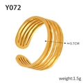 Gouden meerlaagse titanium stalen ring Y072 met getextureerde afwerking en minimalistisch design - Meerlaagse Open Stijl (Y072)