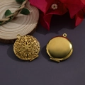 Pendentifs médaillons ronds dorés avec motif évidé et finition lisse polie - N°29 Médaillon Rond Ajouré (27.3*32mm)