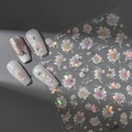 3D cherry blossom nail art stickers with embossed floral designs and rhinestones - White Floral Relief With Rhinestones (CO-428)