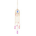 Golden suncatcher with K9 crystal lotus and moon charms reflecting rainbow light - Style 6 Circle Olive Pendant