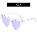 Glitter heart-shaped sunglasses in transparent pink purple finish model C17 - Transparent Purple Frame Purple Lens