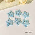 Set of 6 blue glitter star hair clips for girls, 3cm size with shiny sequin finish - Pentagram Style (8#) / 6-Piece Set / Glitter Light Blue