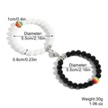 Magnetic heart couple bracelets with black and white beads and rainbow accents - Black White Glossy Beads Rainbow Bead Bracelet
