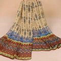 Bohemian paisley chiffon scarf in beige with vibrant floral ethnic pattern for women - Khaki (Bohemian Ethnic)
