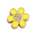 DIY jewelry charm with yellow enamel flower and crystal center in golden metal finish - Flower-Yellow