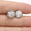 Detailed close-up of 8mm silver stainless steel stud earrings with shimmering texture - Silver/Stone Texture (21)