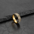 Elegant 2mm gold-plated stainless steel ring with double row of sparkling crystals - Gold (3 Rows)