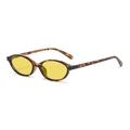 Retro oval sunglasses featuring yellow tinted lenses and tortoiseshell frame pattern - Tortoiseshell Ocean Yellow