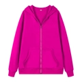 Oversized hoodie met rits in rozerood voor tieners met trekkoord en kangoeroezak - Rozerood