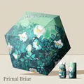 Mini five-fold UV sun umbrella with impressionist wild roses floral oil painting - Wild Roses (Mini Flat 6-Fold)