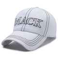 White cotton twill baseball cap with black embroidered MACK letters and minimalist design - Adjustable / White