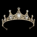 Vintage goldene Prinzessinnenkrone mit ovalen Kristallen und glitzernden Diamanten - Gold+Weiß