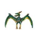 Vintage green enamel dragon brooch with blue rhinestones and gold-plated finish - Dark Green/Gold
