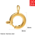 10 pieces of 8mm golden stainless steel spring ring clasps for jewelry making - 8mm / Gold
