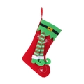 Chaussette de Noël en feutre avec jambes de lutin et broderies de flocons de neige - Style Jambe d'Elfe avec Haut Vert (516B#)