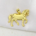 Iced-out gold horse pendant with zircon inlay for hip hop jewelry necklaces - Gold Running Horse
