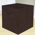Foldable dark coffee non-woven storage box with reinforced handle and square open top - Cloth Handle / Large (28*28*28cm) / Coffee